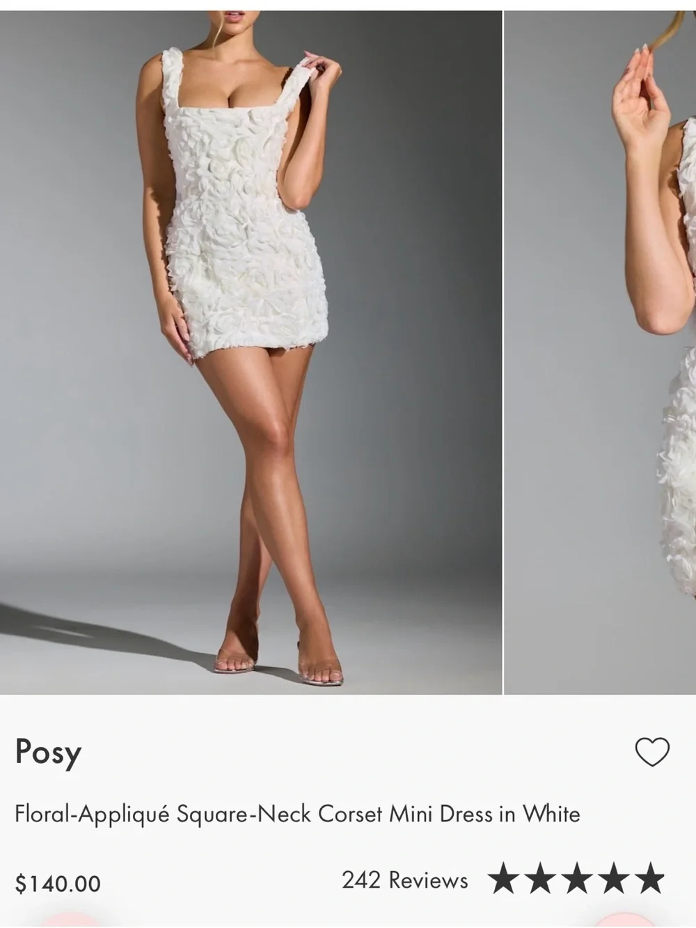 Oh Polly Posy White Floral Appliqué Mini Dress